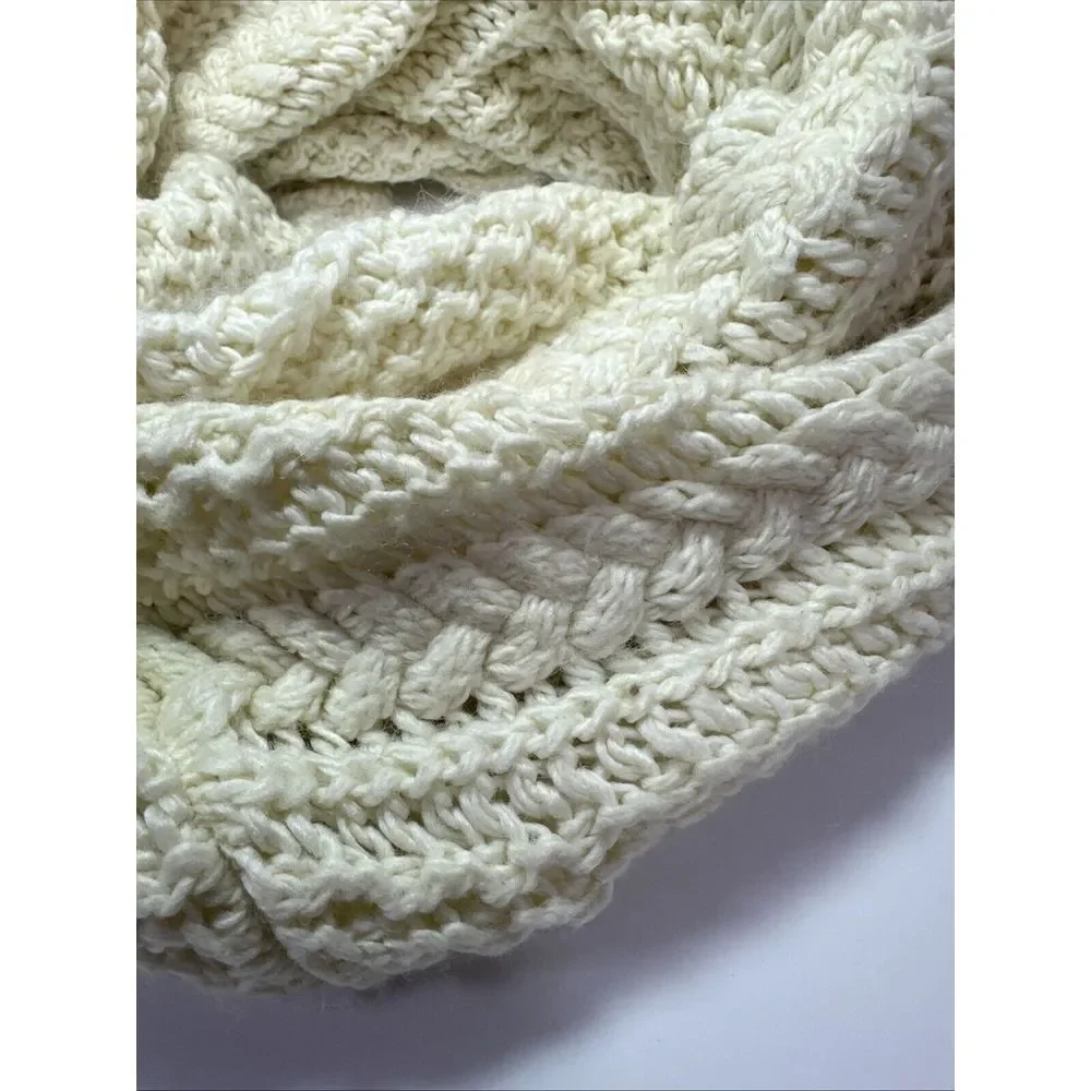 GAP Scarf Chunky‎ Wool Blend Cable Fisherman Style Cowl Cream Classic Thick Knit